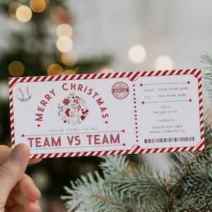 Football game editable surprise gift ticket, picklleball tournament gift ticket for christmas 2025, special delivery from the North pole