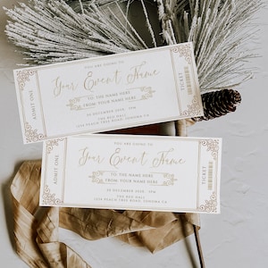 Christmas event fake show ticket, editable christmas surprise event ticket, movie ticket template, concert gift, holiday event, 2023xmas