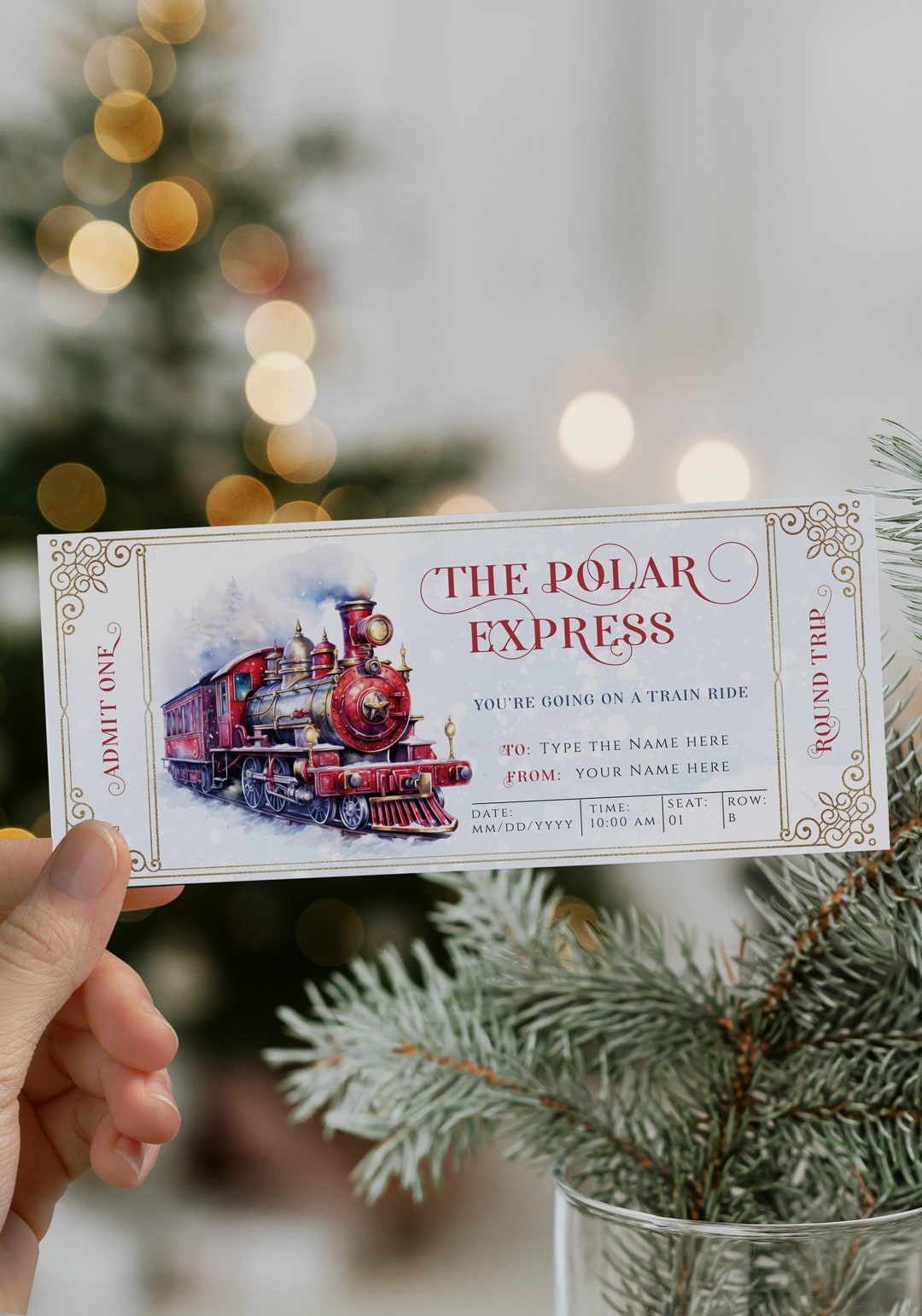 Santa Train Ticket Editable, Polar Express Train Ride Surprise Ticket