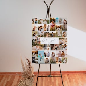 Love couple picture collage, wedding anniversary collage template, our love story, wedding anniversary photo gift, minimalist collage - C351