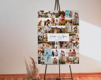 Love couple picture collage, wedding anniversary collage template, our love story, wedding anniversary photo gift, minimalist collage - C351