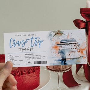 Cruise Trip to location fully edited boarding pass, surprise ticket on cruise ship, getaway cruise gift ticket, birthday gift cruise trip