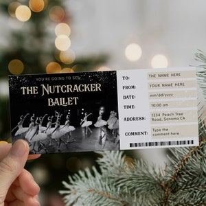 Editable christmas Nutcracker ballet event ticket, ballet fake surprise ticket, custom Nutcracker play voucher, concert ticket, 2023xmas