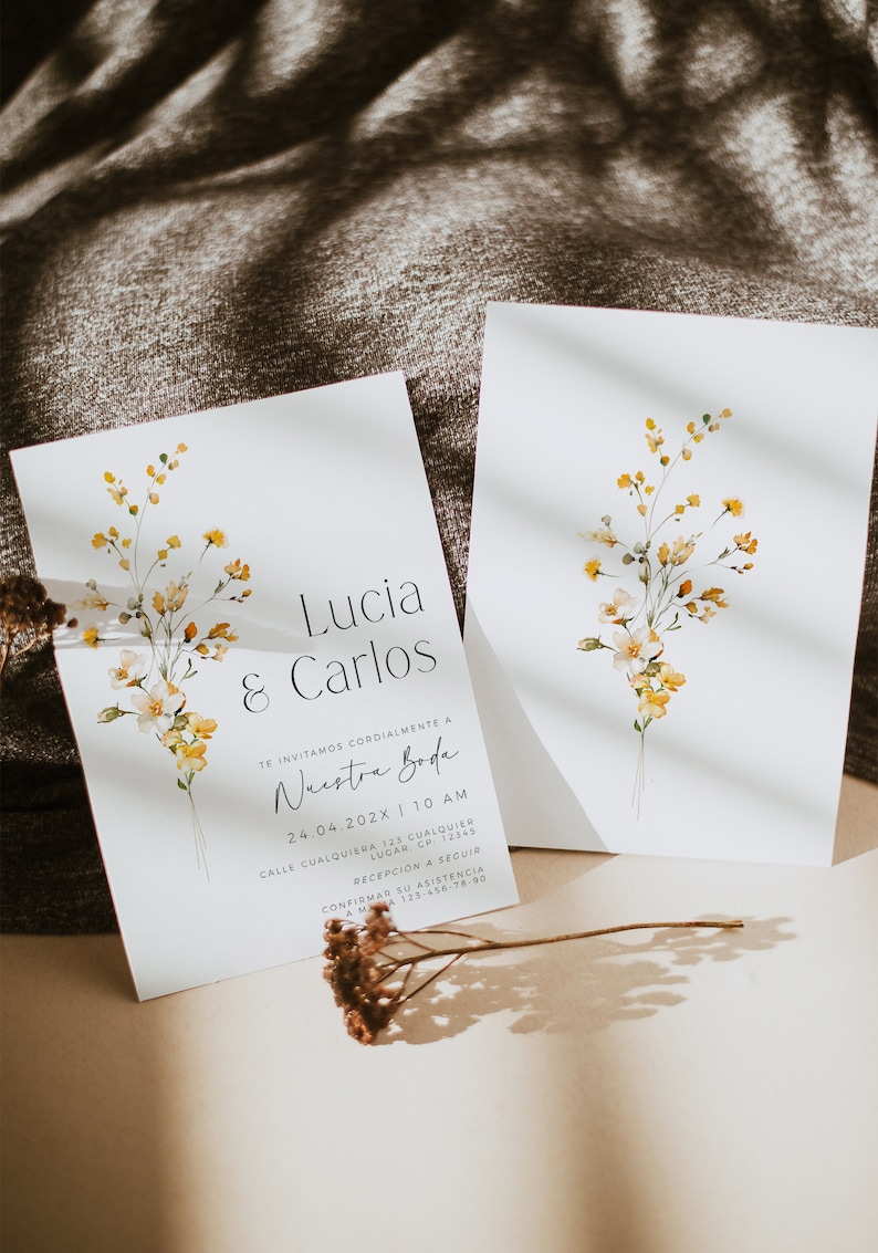 Plantilla de invitaciones para boda en español, minimalist wedding ...