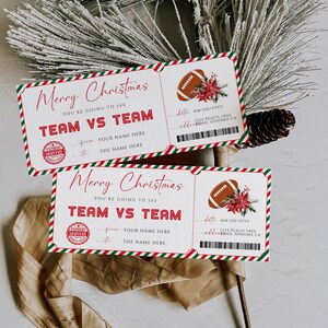 Football match surprise gift ticket template for Christmas, gift ticket picklleball tournament, special delivery from the North pole gustom