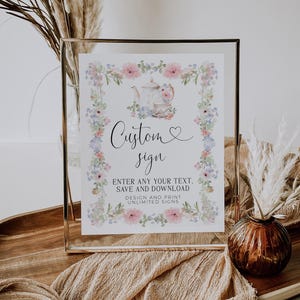 Tea party bridal shower custom sign template, wildflowers wedding shower custom sign, summer bridal shower rustic decor custom signage -C454