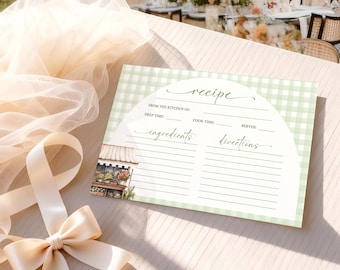 Lite Green She's Fresh Off the Market Bridal Shower Recipe Card Template - C460
