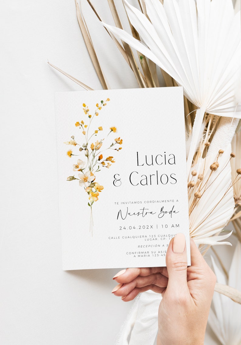 Plantilla De Invitaciones Para Boda En Español, Minimalist Wedding ...