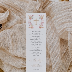 Mi bautizo tarjeta de oración de bautismo de niña imprimible, prayer card bohemian dekor with wildflowers spanish, girl's christening - C289
