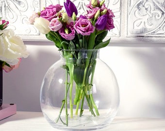 Stunning Glass Centrepiece Round Large Fish Bowl Table Posy Flower Vase - H20xD15cm - 3L Capacity