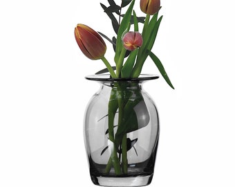 Small Transparent Smoky Glass Single Stem Flower Vase H13m D8cm Lip vase 200ml, Housewarming Gift Mother's Day Idea