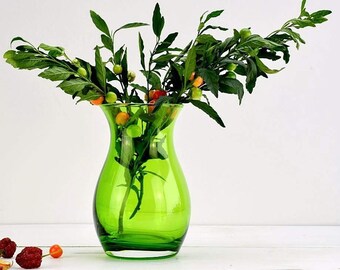 Green Handcrafted Posy Bud Flower Vase Bottle H19.5cm High Housewarming Gift Festive Gift Elegance