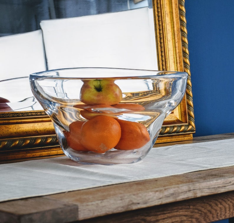 Very Large Clear Glass Large Artisan Fruit Bowl 18 x 32cm Ula Etsy