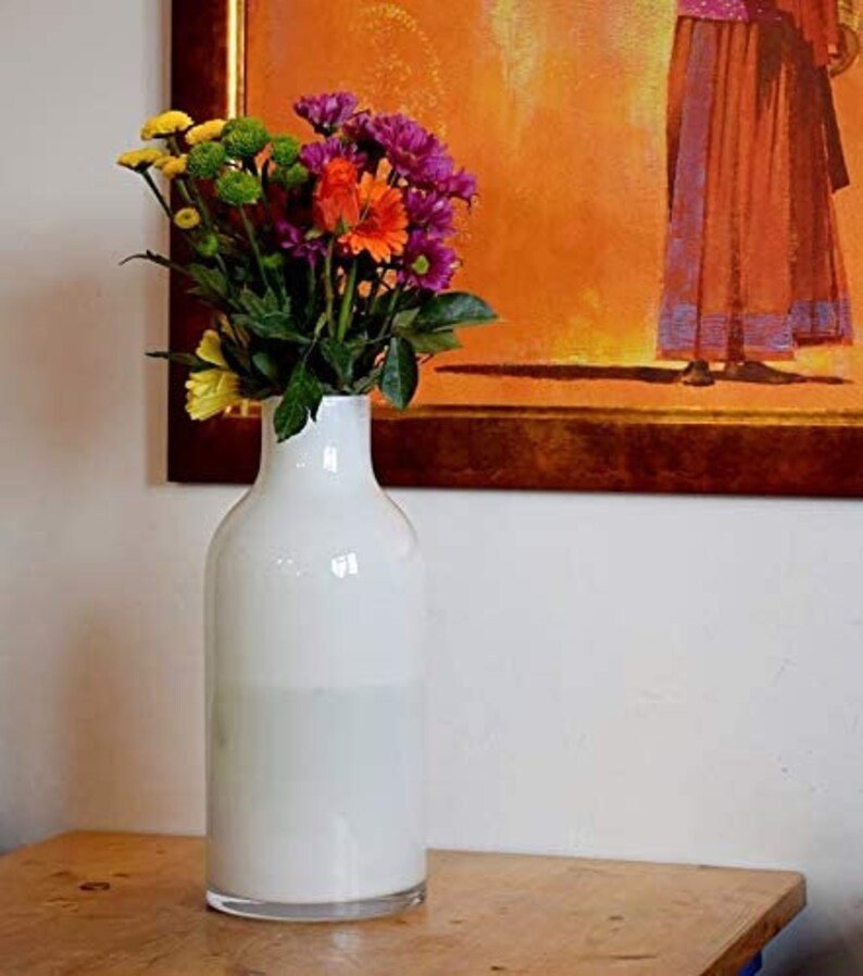 Clear Glass Large Tall Artisan Milk Bottle Vase H35cm Etsy
