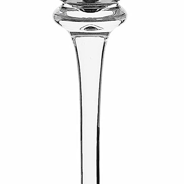 Ornement de bol porte-bougie en verre transparent haute et fine H46 cm, idéal pour la maison