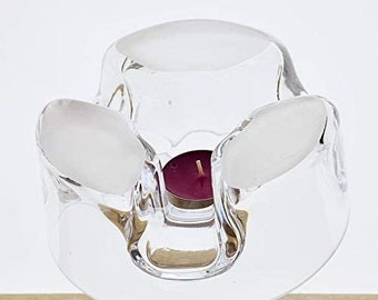 Tea Light H15cm - Unusual Glass Tea Light Plate Warmer Candle Holder Only