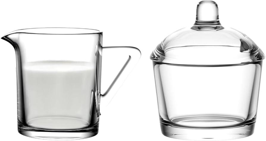 Ensemble Sucrier Et Crémier Verre 200ml WUWEOT - Service Café Thé Avec Couvercle