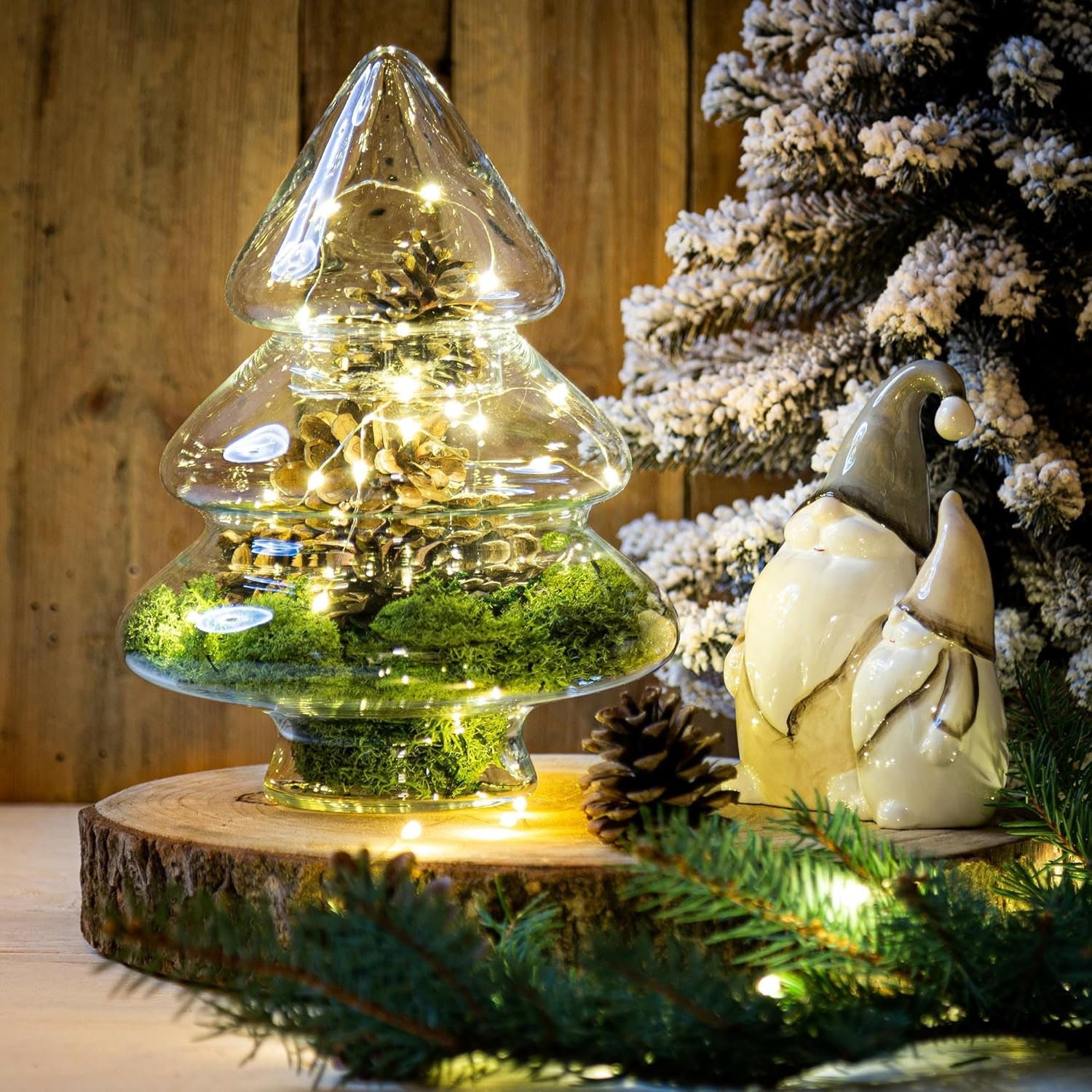 Clear Glass Christmas Tree Jar With Lid H25cm Hand Crafted