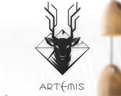 Unique Antlered Deer Head Metal Wall Decor. Gift For Hunters. Unique Stag Antler Stylish Wall Art. Deer And Mountain Minimal Wall Art