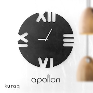 Roman Numeral Minimalist Unique Silent Wall Clock, Large, Medium or Small Sizes, Home Decor Wall Art, Ultra Modern Wall Clocks, Black Clock