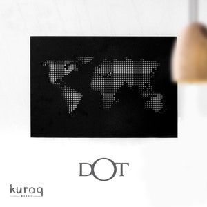 Mando a distancia con mapa del mundo punteado que ilumina la decoración para colgar en la pared de metal. Decoración de pared iluminada para hogar/oficina/sala de estar. Ilumina el mapa mundial
