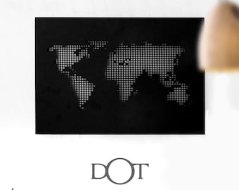 Dotted World Map Remote Controller Light up Metal Wall Hanging Decor. Home / Office / Living Room illuminated Wall Decor. Light up World map
