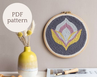 PDF Punch needle pattern for beginners - summer floral hoop wall hanging