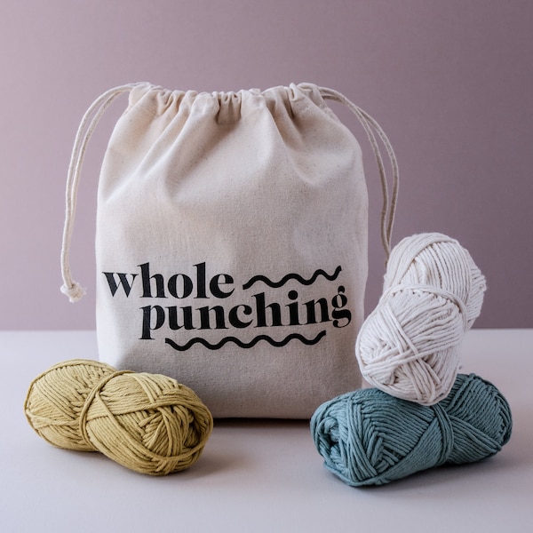 Einsteiger Punch Needle Kit (100% Baumwolle Aran Garn, vegan & nachhaltig)