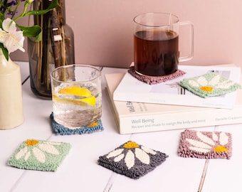 Summer crafting punch needle coaster kit (Vegan craft, sustainable, teacher gift)