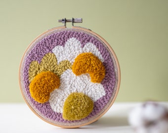 Kit de tufting y aguja perforada con video tutorial gratuito (margaritas, regalo del maestro, nivel intermedio, amante de las plantas)