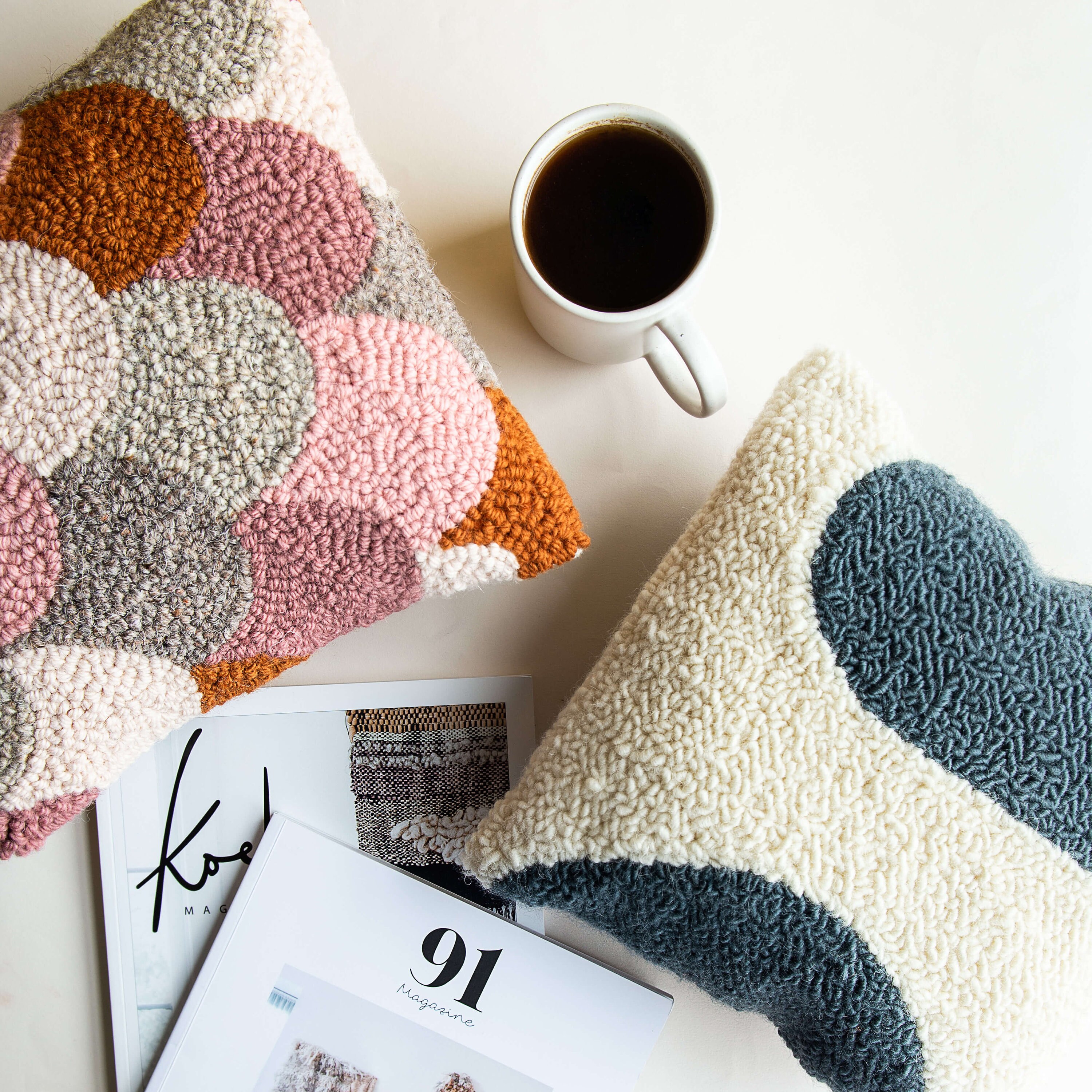 Punch needle cushion / pillow kit beginner level scallop Etsy