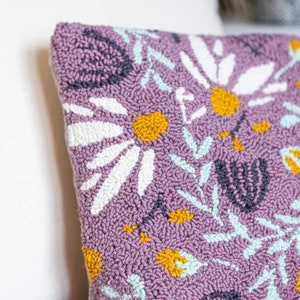Floral cotton punch needle cushion / pillow kit Teacher gift, sustainable craft, vegan craft image 2