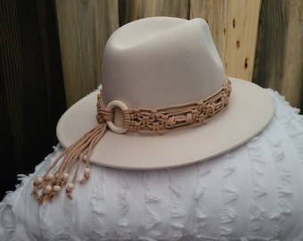 Macrame Hat Band, Hat Accessories, Macrame Hat Wrap, Boho Hat Band, Fedora Hat, Hat, Hatband, Handcrafted Band for Hats, Boho Chic Hat Band