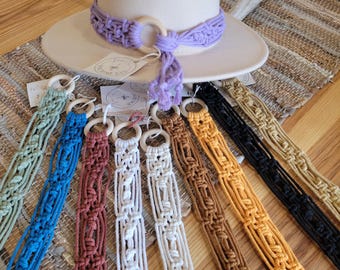 Hat Band, Hat Accessories, Macrame Hat Wrap, Boho Hat Band, Fedora Hat, Hat, Hatband, Handcrafted Hat Band, Macrame Boho Chic Hat Band