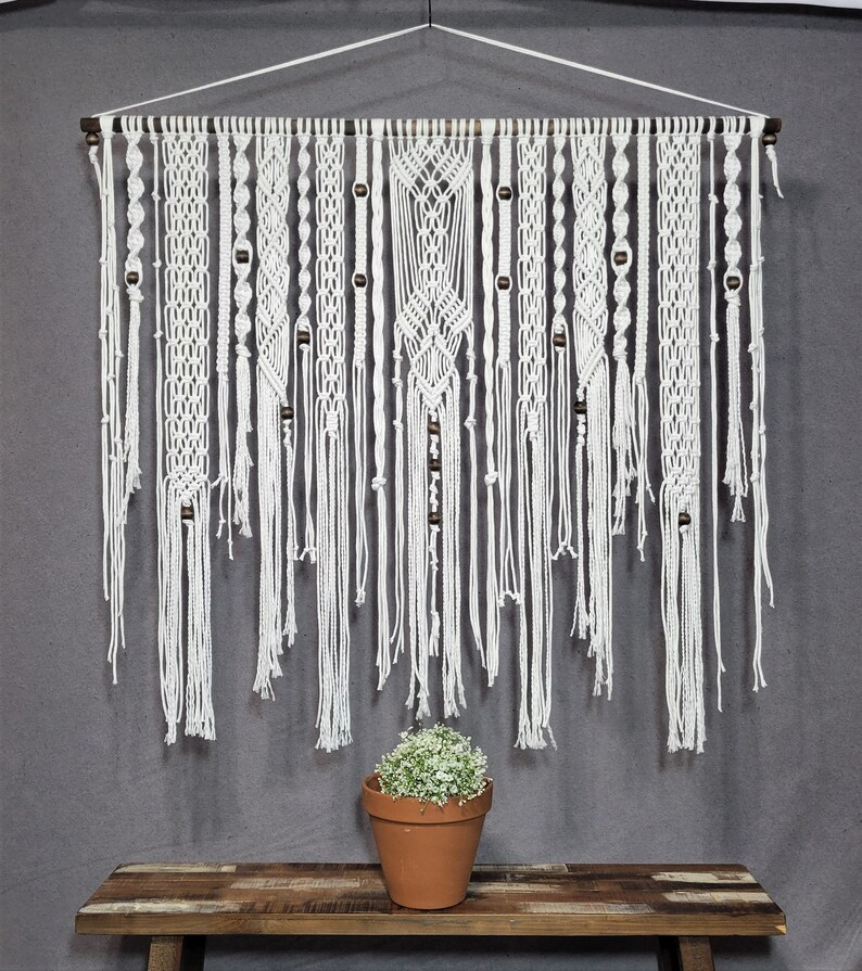 Large White Macrame Wall Hanging Made to Order Macrame Wall Etsy