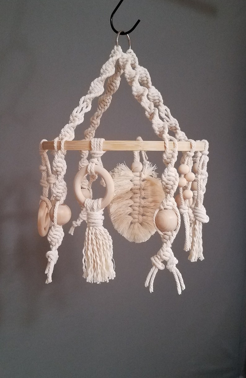 Crib Mobile Boho Nursery Macrame Baby Crib Mobile Macrame Etsy