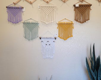 Small Macrame Wall Hanging, 12&quot; x 15&quot; Macrame Wall Hanging, Boho Macrame, Boho Decor, Boho Dorm Design, Fiber Craft, Boho Nursery, Fiber Art