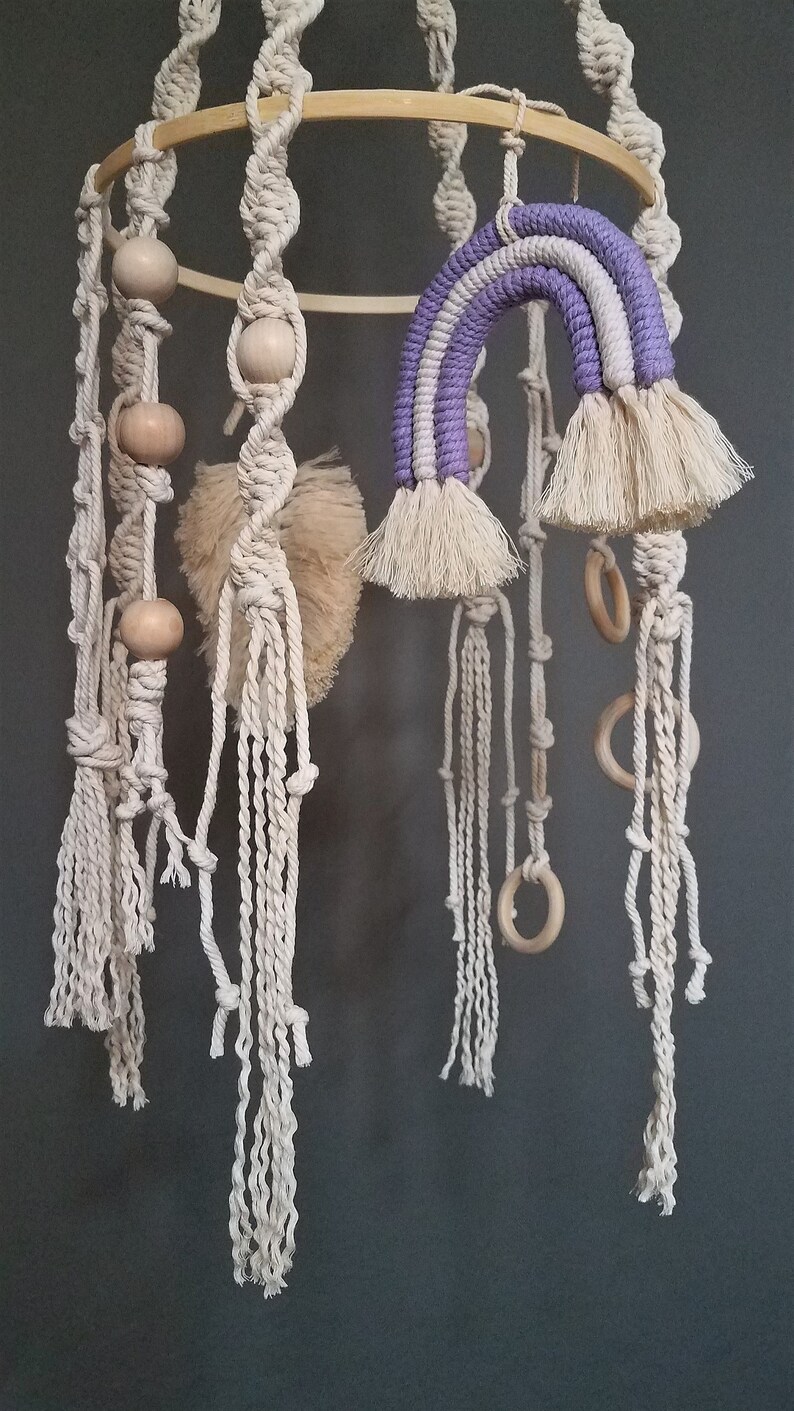 Rainbow Macrame Baby Mobile Macrame Baby Mobile Rainbow Baby | Etsy