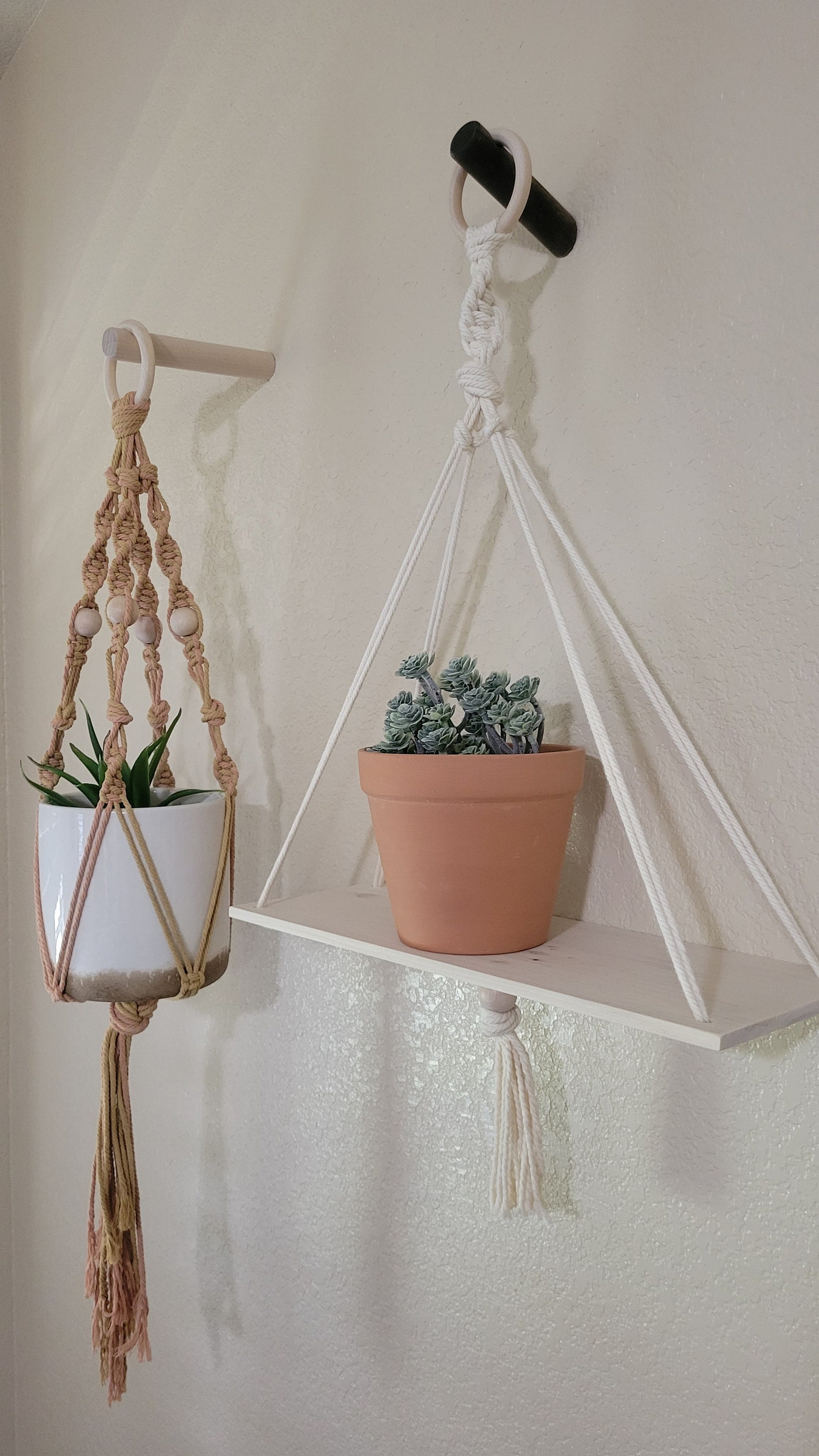 Angled Wood Dowel Wall Hook Boho Wall Hook Plant Hanger Wall Etsy