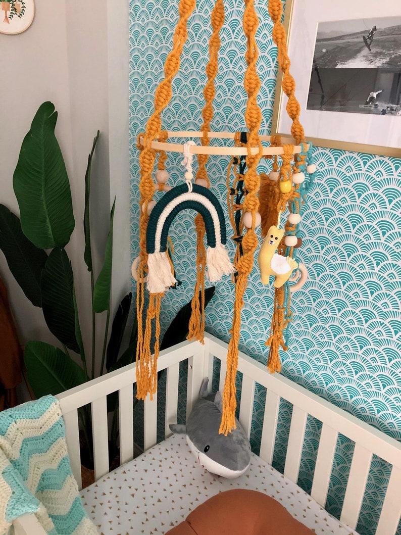 Macrame Baby Mobile Rainbow Baby Mobile Boho Nursery Boho Etsy