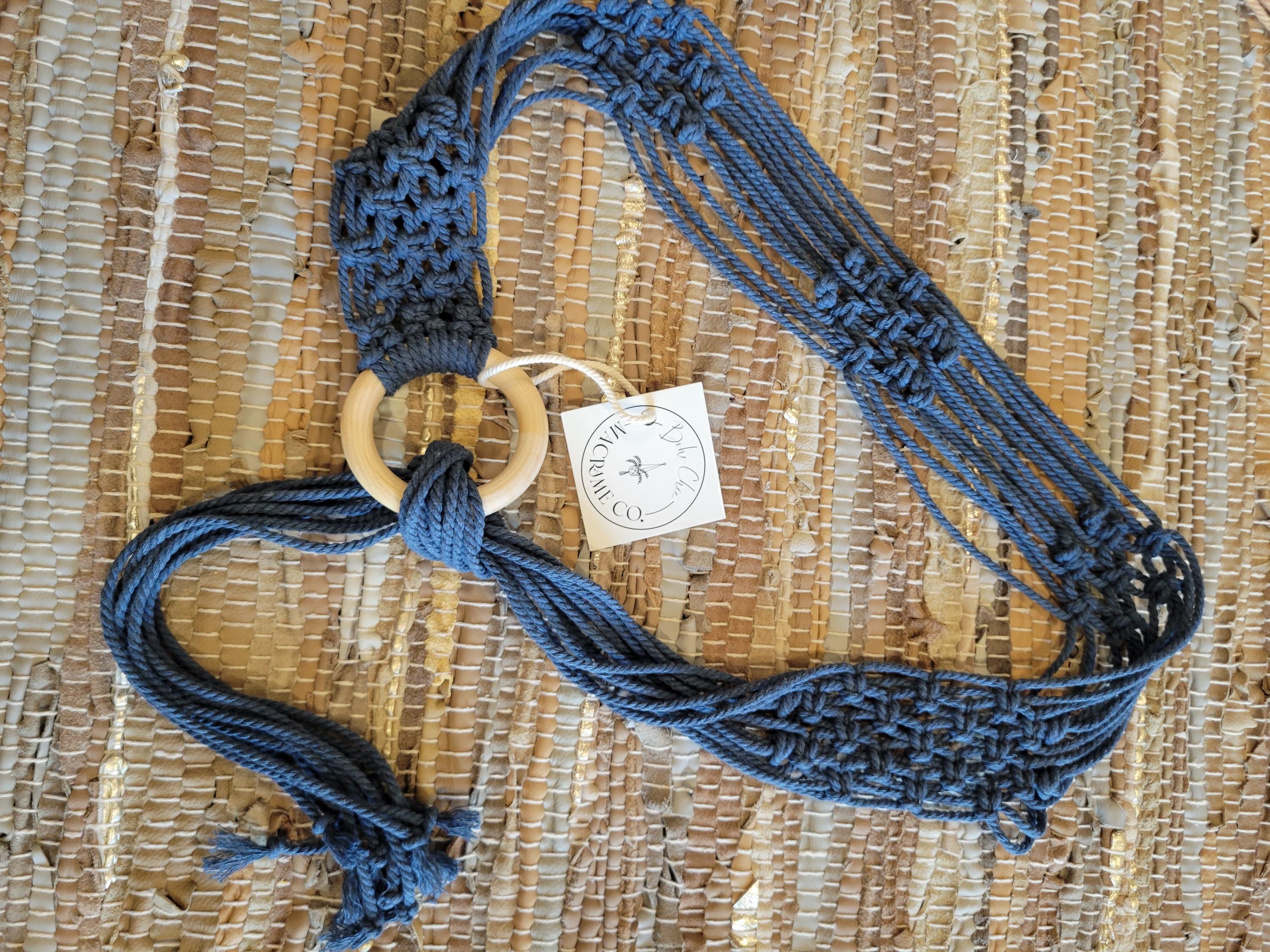 Handmade Macrame Boho Belt With Wood Ring - Etsy