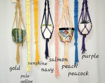 Macetero colgante de macramé bohemio, soporte para plantas colorido