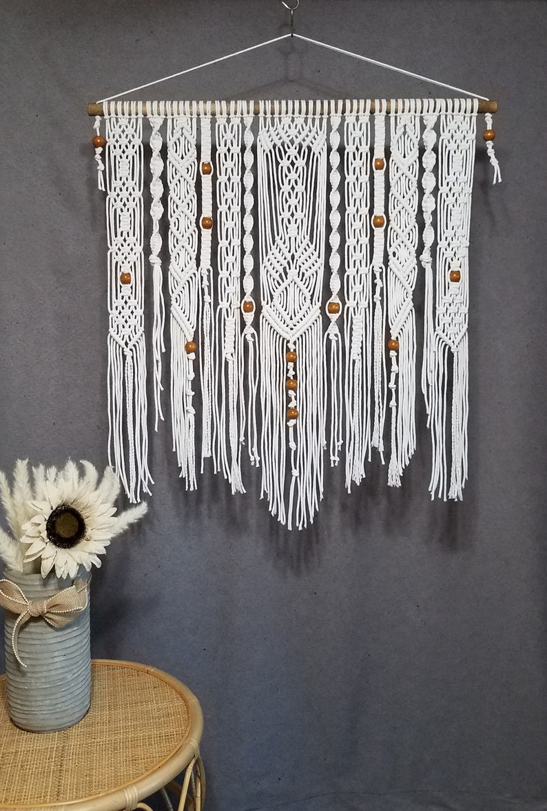 Large White Macrame Wall Hanging Made to Order Macrame Wall Etsy