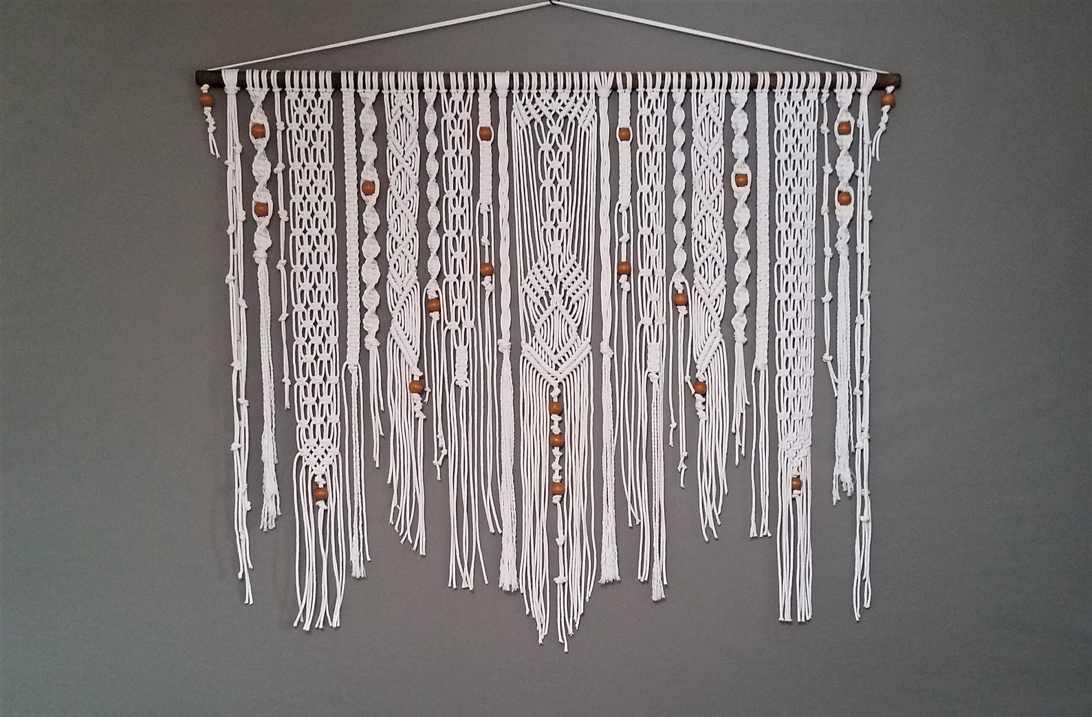 Large White Macrame Wall Hanging Made to Order Macrame Wall Etsy