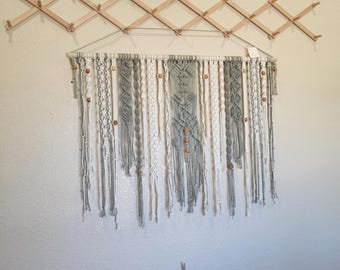 Tapiz de pared XL color salvia: decoración bohemia (48x43")