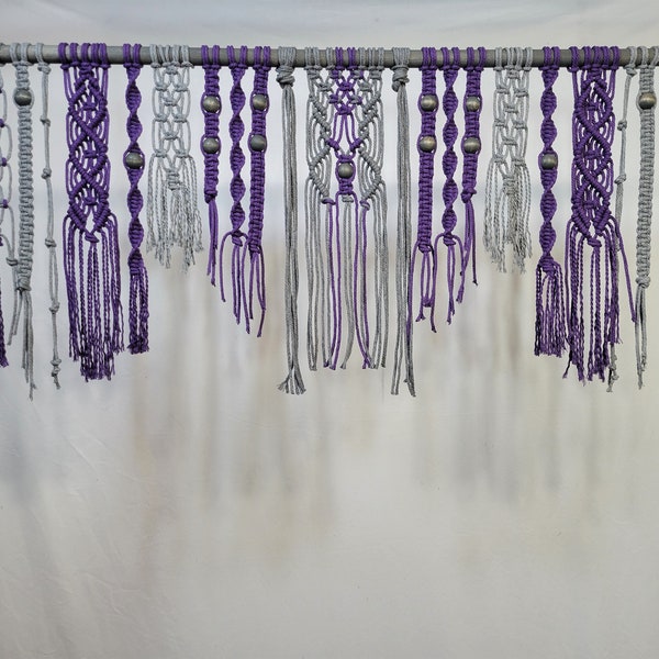 Window Valance, Macrame Window Valance with dowel, Boho Window Valance, Macrame Window Cover, Boho Decor, Boho Valance, Boho Macrame Curtain