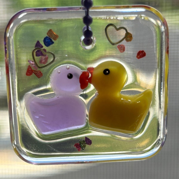 Jeep ducked rear view mirror car charm, jeep ducked charm , car accessory,  window charm , 2 mini ducks in resin - Mother’s Day gift