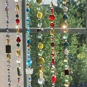 Beaded Suncatcher: Multi-Colored Glass Crystals, Window Valance