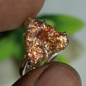Raw Sunstone Ring for Women – Earthy Crystal Ring – Joy & Positivity Jewelry