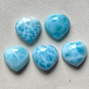 6-20 mm Genuine Larimar heart shape cabochon calibrated carved heart flat back cab